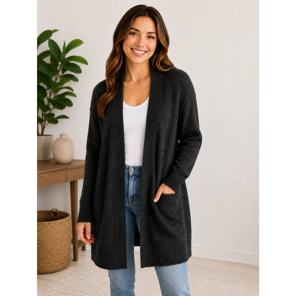 H&M Basic Charcoal Long Open Cardigan Women’s Large
